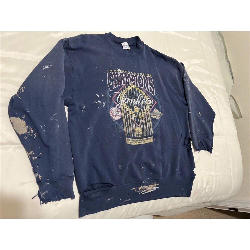 New York Yankees 1996 World Series Champions Blue Sweatshirt Mens XL Thrashed